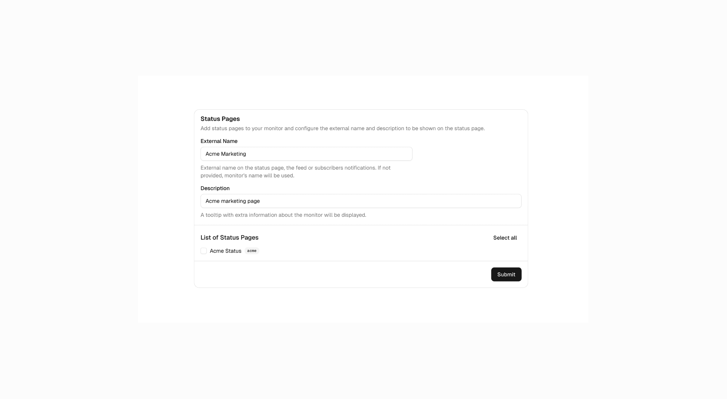 Monitor External Name